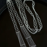 Lace Veil Metallic Long Necklace – Silver - floysun