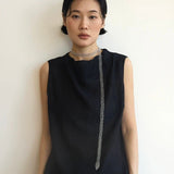 Lace Veil Metallic Long Necklace – Silver - floysun