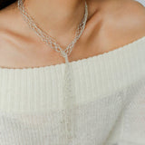 Lace Veil Metallic Long Necklace – Silver - floysun