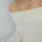 Lace Veil Metallic Long Necklace – Silver - floysun