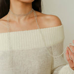 Lace Veil Metallic Long Necklace – Silver - floysun