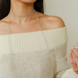 Lace Veil Metallic Long Necklace – Silver - floysun