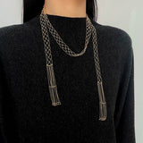 Lace Veil Metallic Long Necklace - floysun