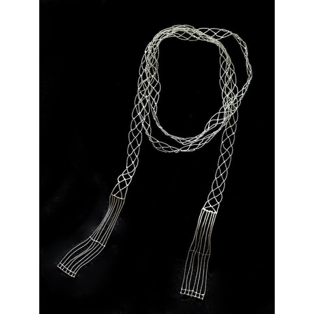 Lace Veil Metallic Long Necklace - floysun