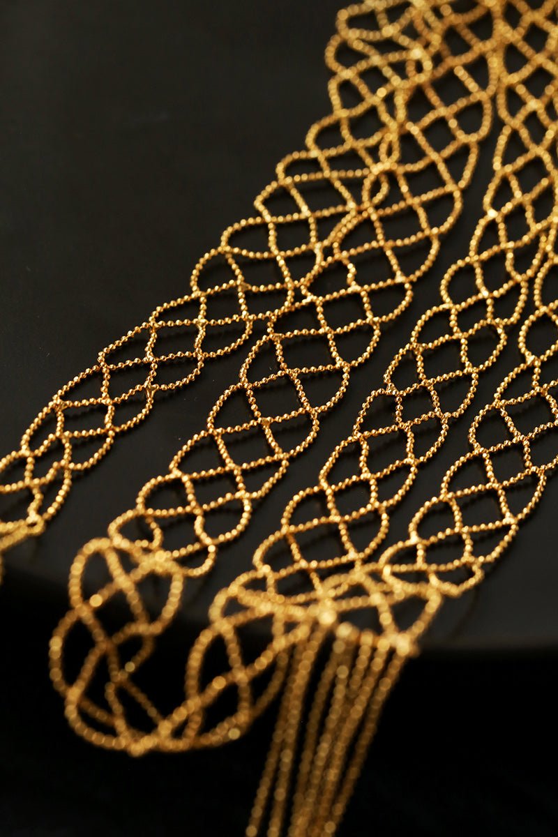 Lace Veil Metallic Long Necklace - floysun