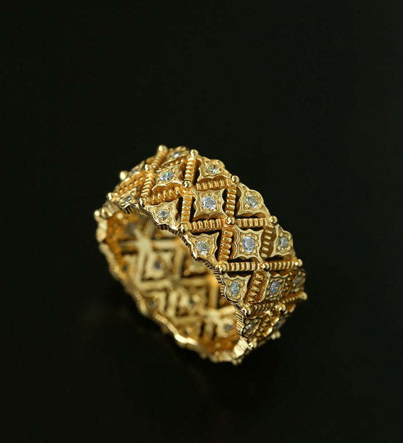 Lace Whisper Wide Ring - Gold - floysun