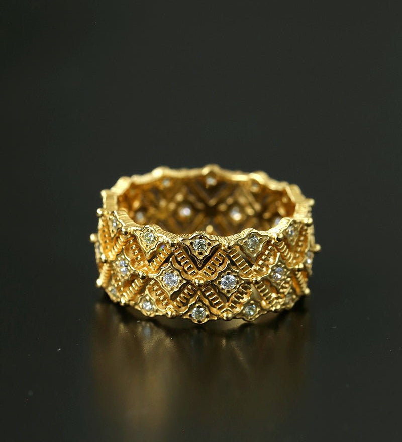 Lace Whisper Wide Ring - Gold - floysun