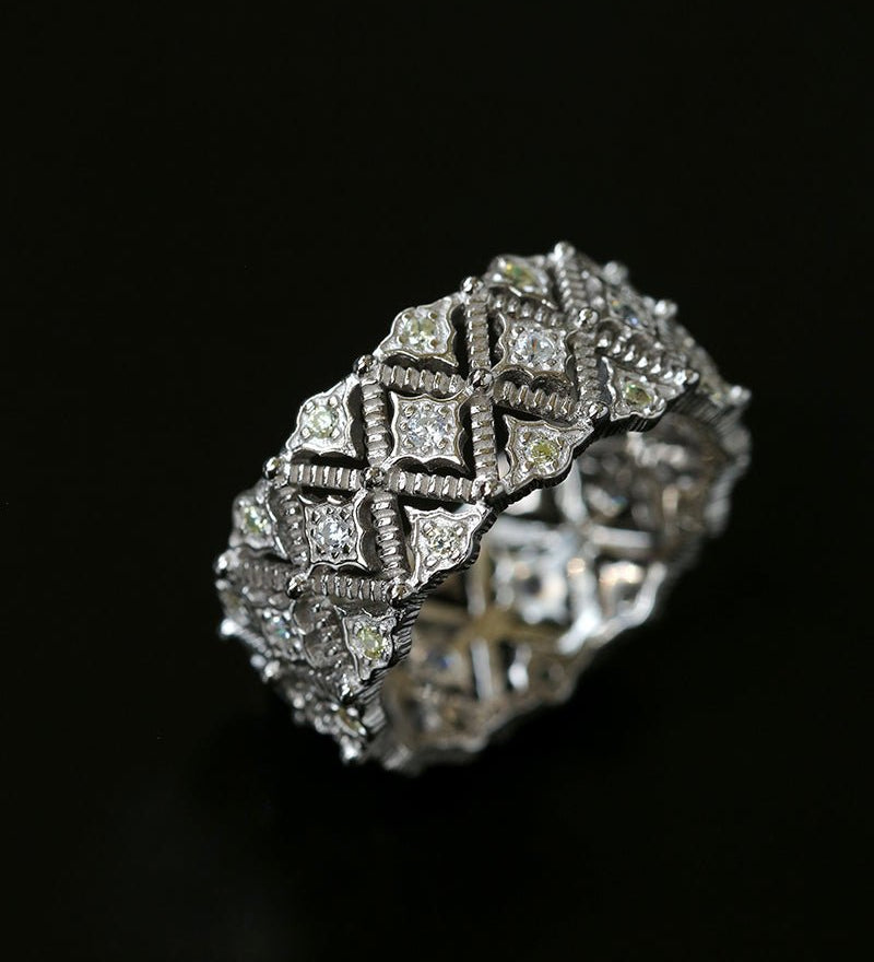 Lace Whisper Wide Ring - Silver - floysun