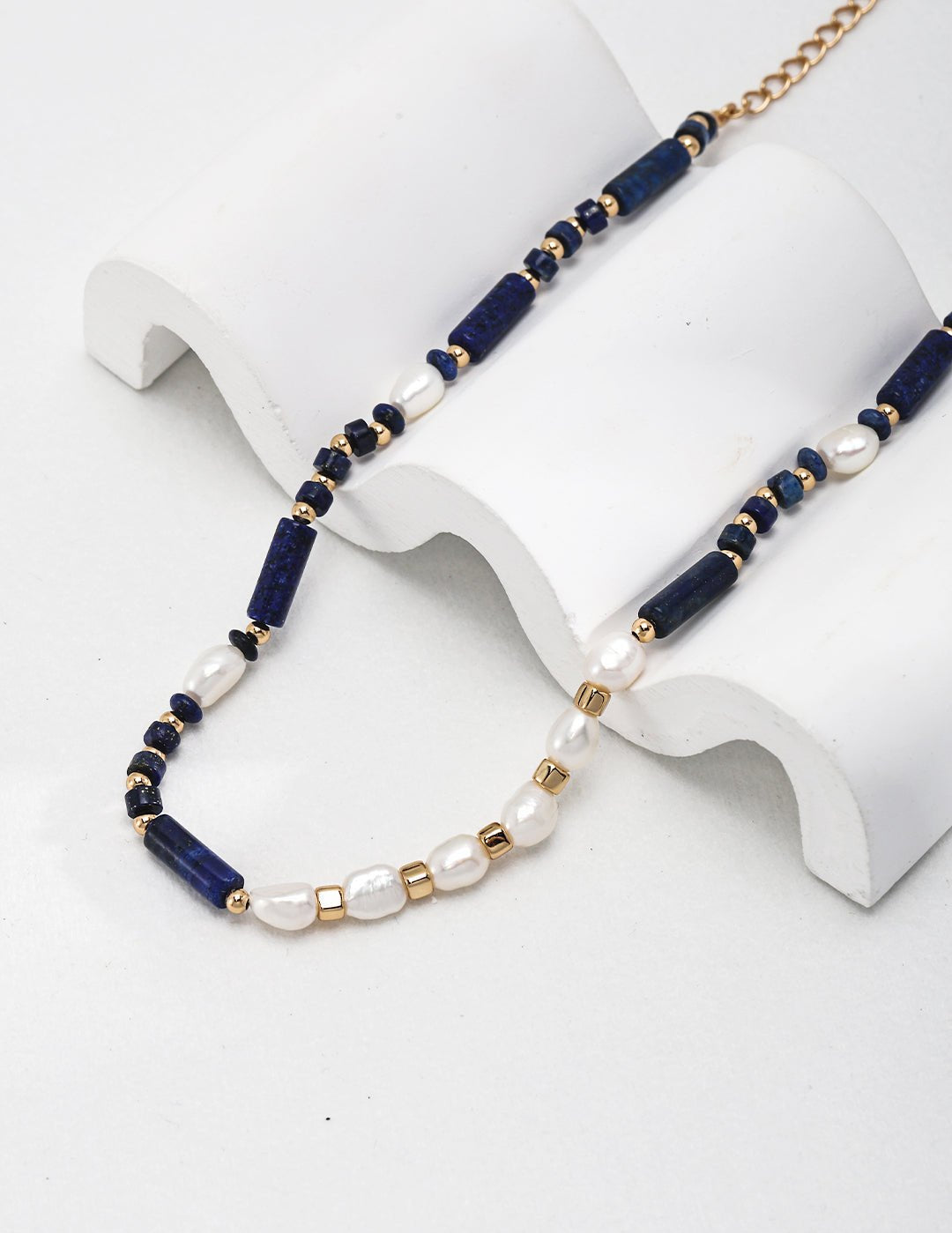 Lapis and Pearl Beaded Necklace - floysun