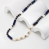 Lapis and Pearl Beaded Necklace - floysun