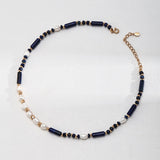 Lapis and Pearl Beaded Necklace - floysun