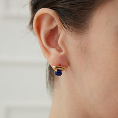 Lapis Lazuli / Malachite Minimalist Earrings - floysun