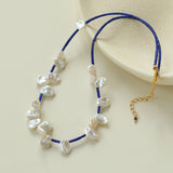 Lapis Lazuli & Petal Baroque Pearl Necklace - floysun