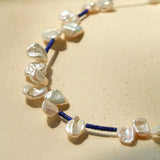Lapis Lazuli & Petal Baroque Pearl Necklace - floysun