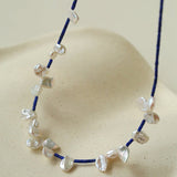 Lapis Lazuli & Petal Baroque Pearl Necklace - floysun