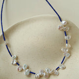 Lapis Lazuli & Petal Baroque Pearl Necklace - floysun