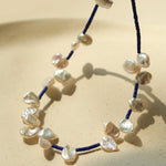 Lapis Lazuli & Petal Baroque Pearl Necklace - floysun