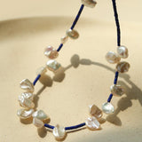 Lapis Lazuli & Petal Baroque Pearl Necklace - floysun