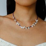 Lapis Lazuli & Petal Baroque Pearl Necklace - floysun