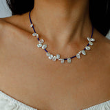 Lapis Lazuli & Petal Baroque Pearl Necklace - floysun