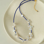 Lapis Lazuli & Petal Baroque Pearl Necklace - floysun