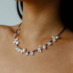 Lapis Lazuli & Petal Baroque Pearl Necklace - floysun