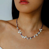 Lapis Lazuli & Petal Baroque Pearl Necklace - floysun