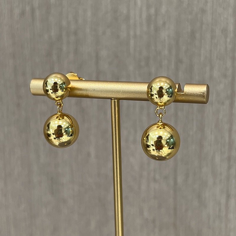 Large and Small Metal Beads Earrings - 18K Gold Vermeil - floysun