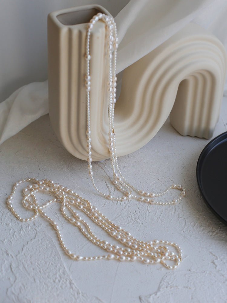 Large and Small Pearls Spliced Extra Long Pearl Necklace-Large Pearl Style - floysun