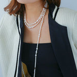 Large and Small Pearls Spliced Extra Long Pearl Necklace-Large Pearl Style - floysun