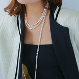 Large and Small Pearls Spliced Extra Long Pearl Necklace-Large Pearl Style - floysun