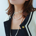 Large and Small Pearls Spliced Extra Long Pearl Necklace-Large Pearl Style - floysun