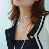 Large and Small Pearls Spliced Extra Long Pearl Necklace-Large Pearl Style - floysun