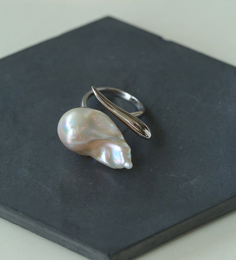 Large Baroque Pearl Open Ring - floysun