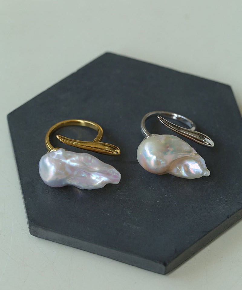 Large Baroque Pearl Open Ring - floysun