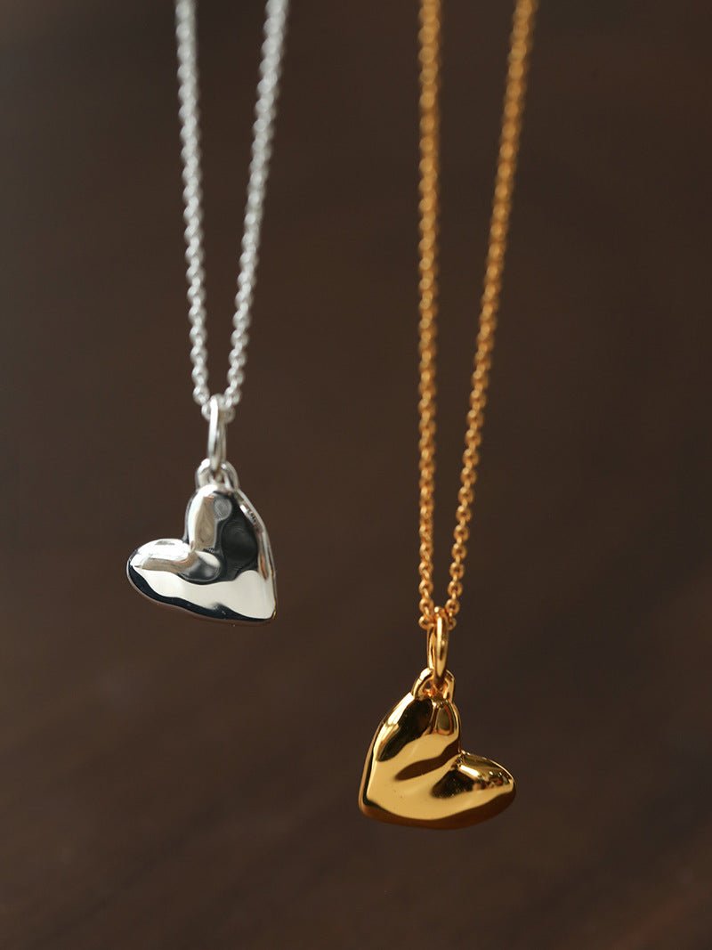 Large Hammered Heart Necklace - floysun
