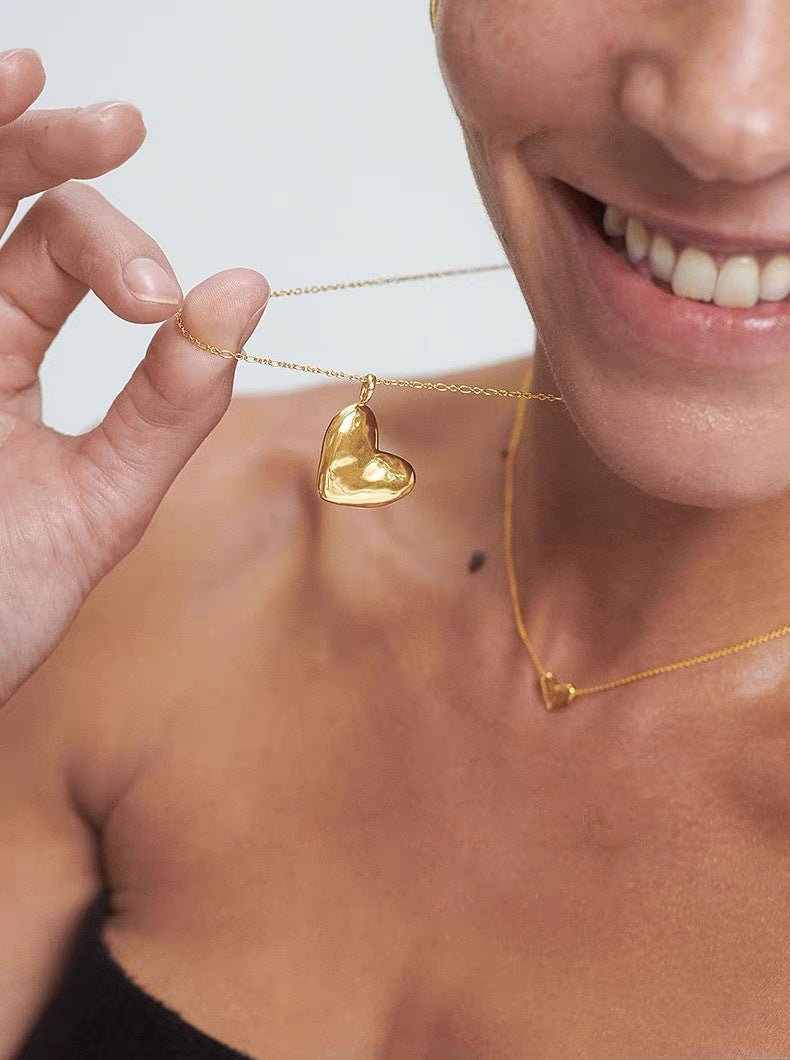 Large Hammered Heart Necklace - floysun