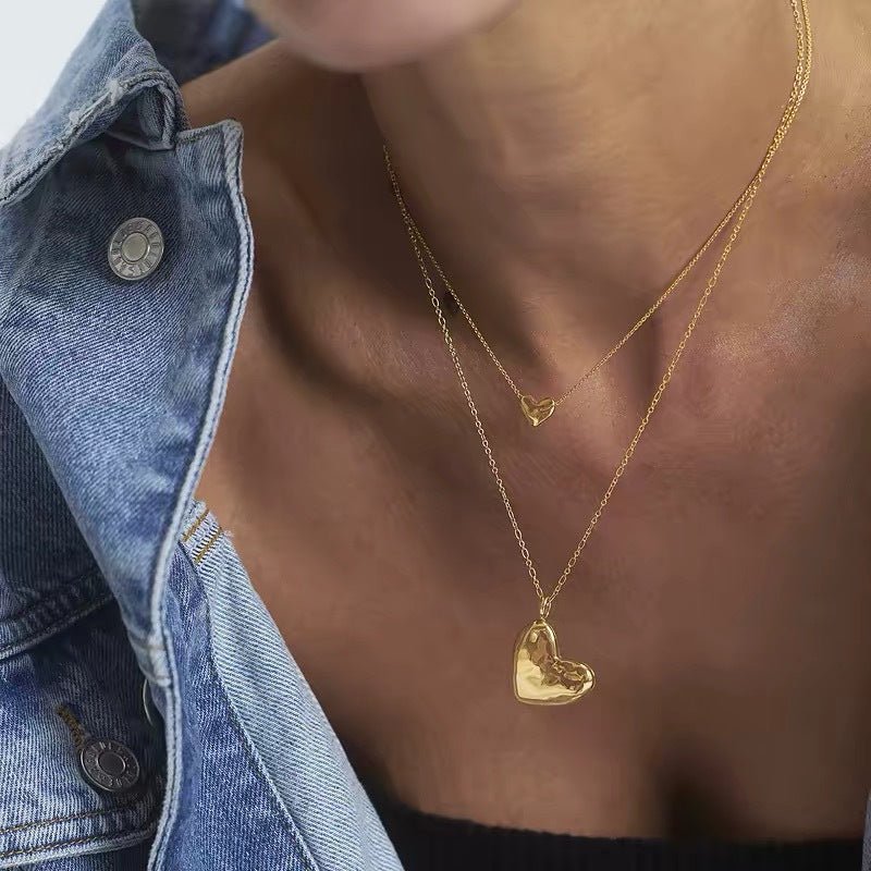 Large Hammered Heart Necklace - floysun
