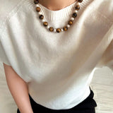 Large Tiger Eye & Freshwater Pearl Necklace - floysun