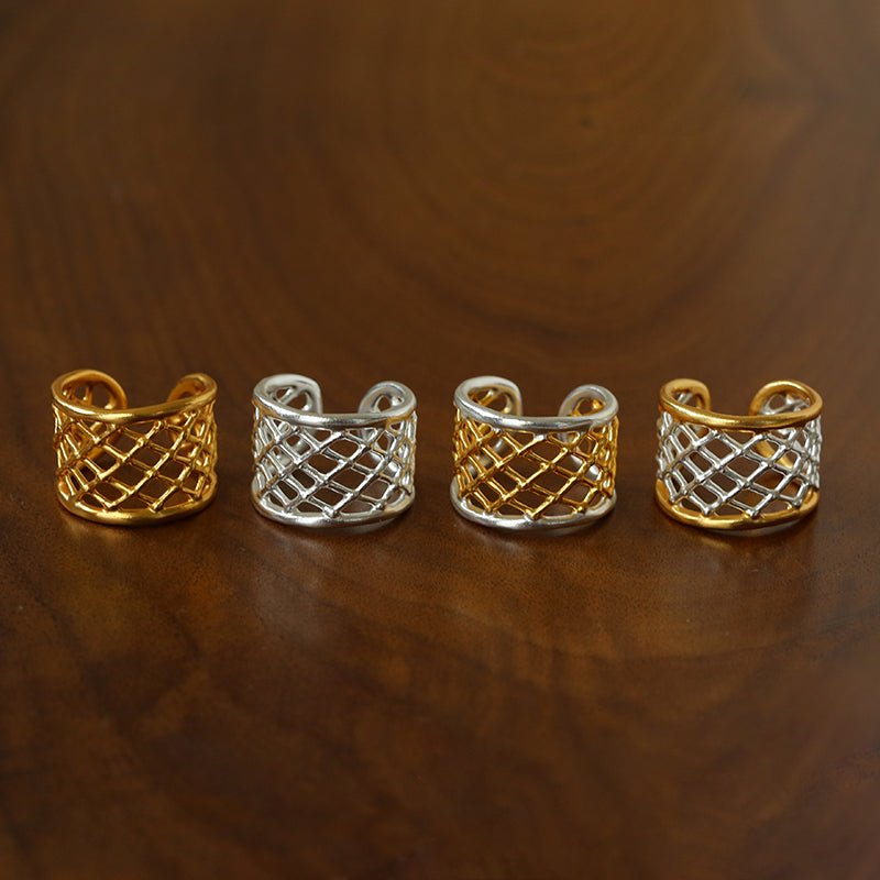Lattice Openwork Wide Adjustable Ring - floysun