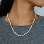 Lava Gold Bead & Pearl Necklace - floysun