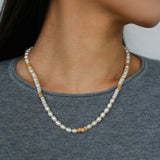 Lava Gold Bead & Pearl Necklace - floysun