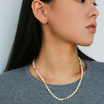 Lava Gold Bead & Pearl Necklace - floysun