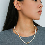 Lava Gold Bead & Pearl Necklace - floysun