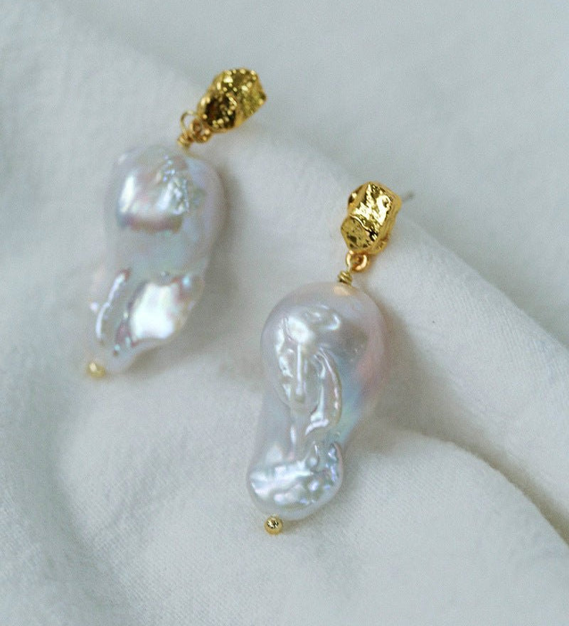 Lava Metal Baroque Pearl Drop Earrings - floysun