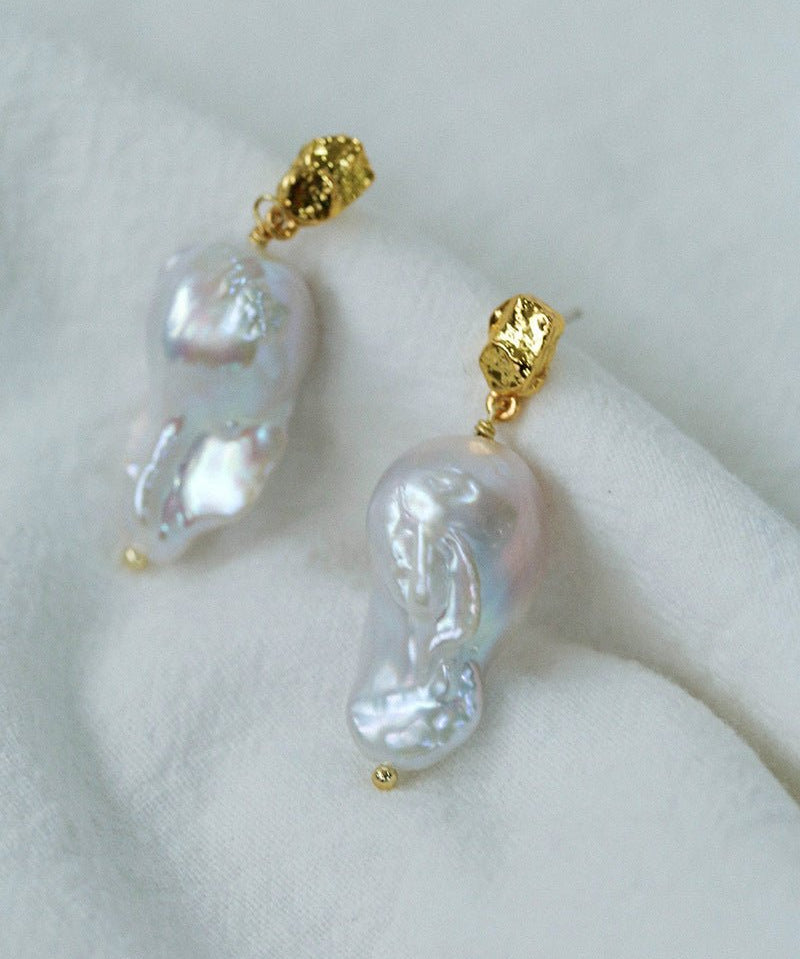 Lava Metal Baroque Pearl Drop Earrings - floysun