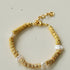 Lava Metal Fragment and Baroque Pearl Beaded Bracelet - floysun