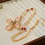 Lava Rose Quartz Flower Necklace - floysun