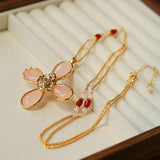 Lava Rose Quartz Flower Necklace - floysun