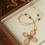 Lava Rose Quartz Flower Necklace - floysun